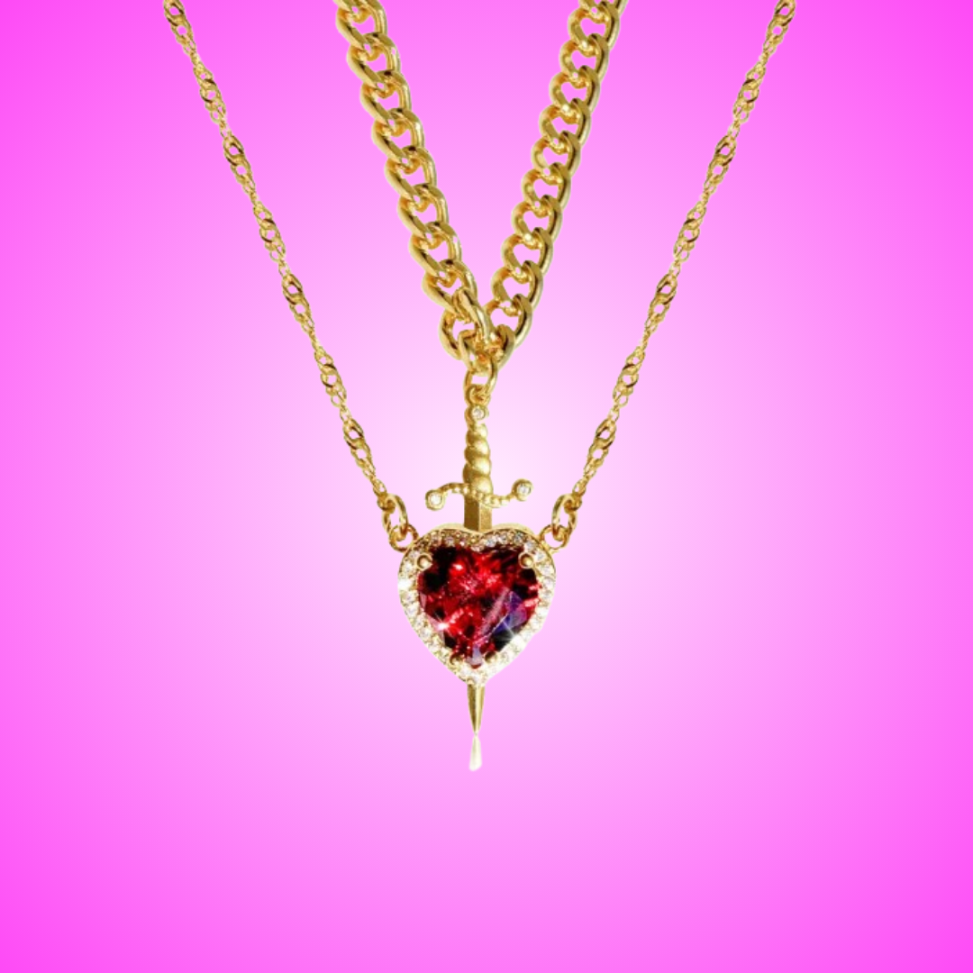 Sword & Heart Pendant Necklace