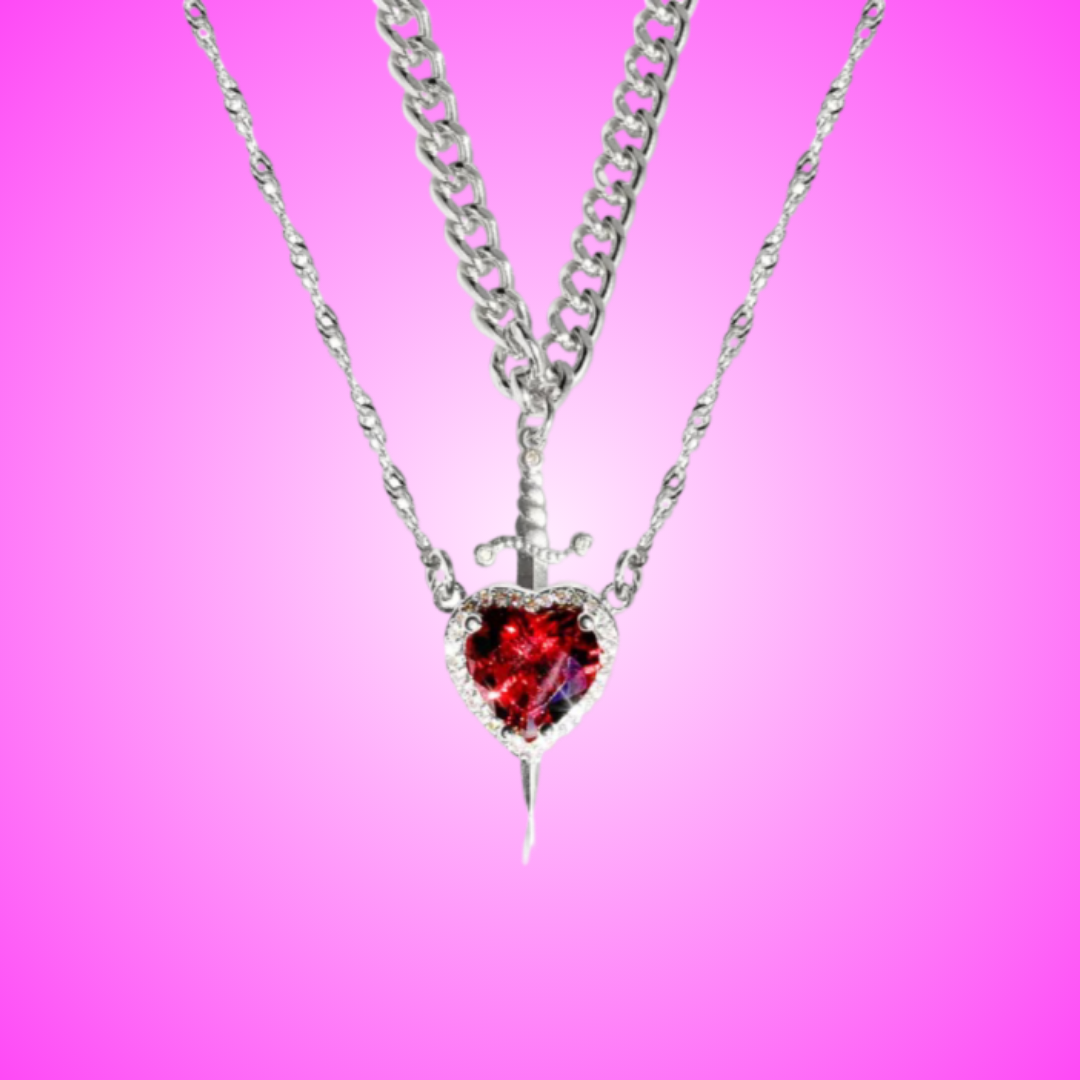 Sword & Heart Pendant Necklace